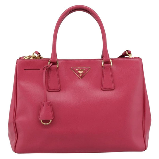 Prada Galleria Double Zip Saffiano Leather, Pink, Leather, Tote Bag