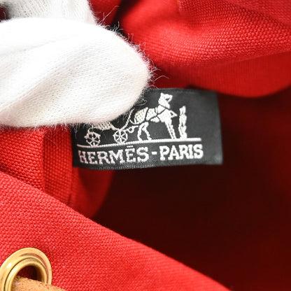 Hermes Polochon Drawstring Cotton, Red, Cotton, Backpack