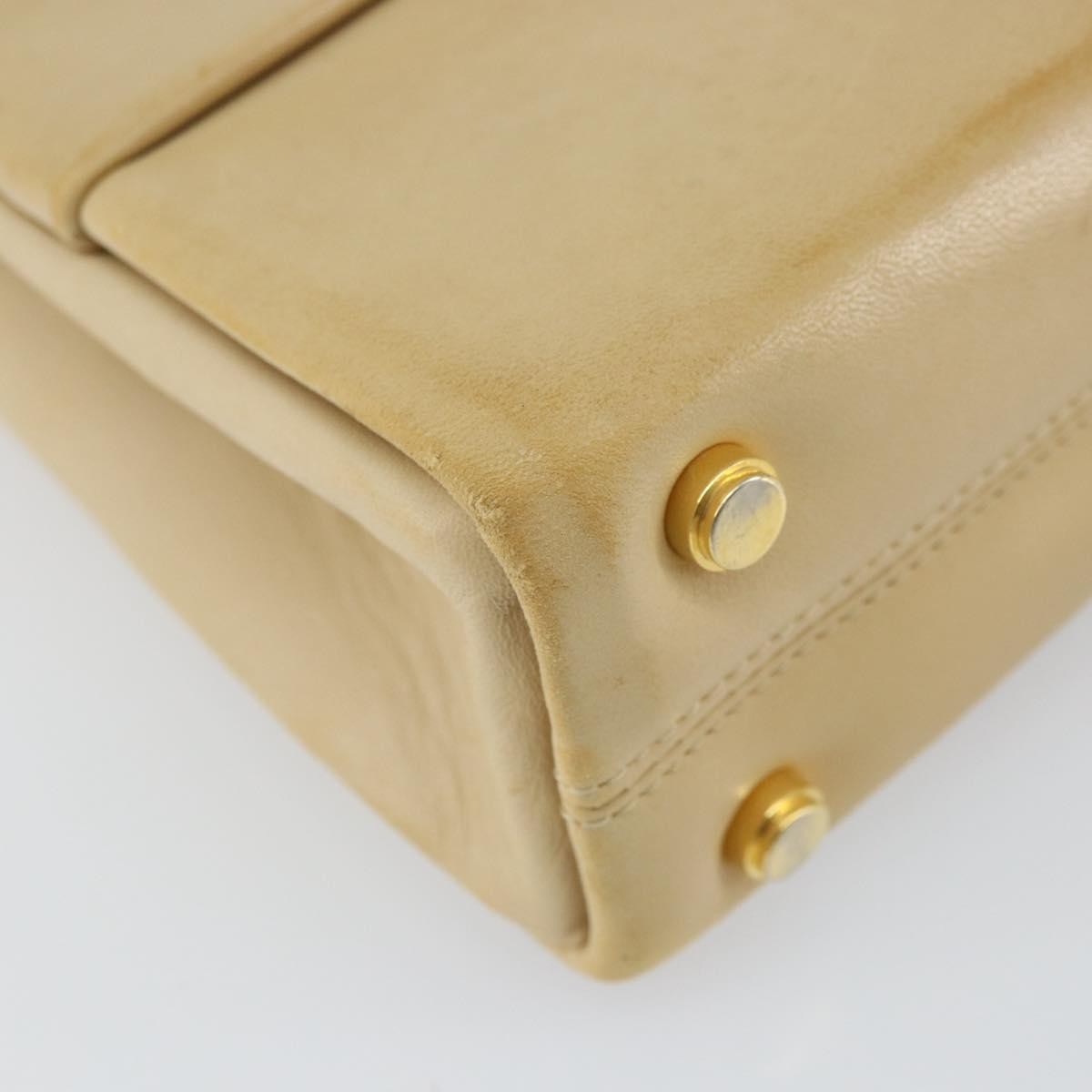 Salvatore Ferragamo Vintage Chain Leather, Beige, Leather, Handbag
