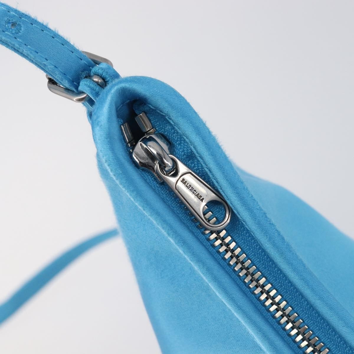 Balenciaga Leopolda Satin, Blue, Satin, Shoulder Bag