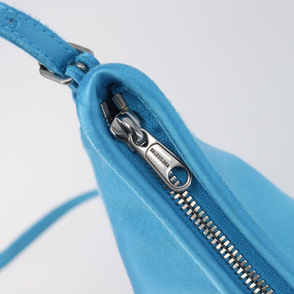 Balenciaga Leopolda Satin, Blue, Satin, Shoulder Bag