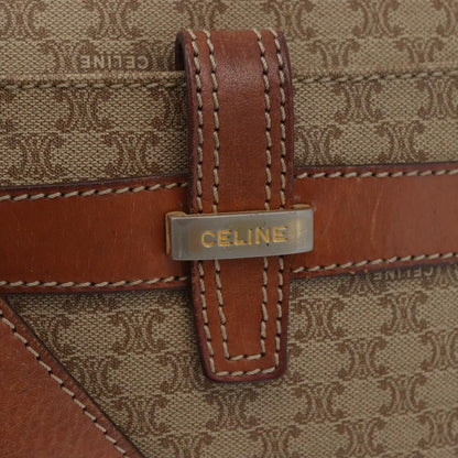 Celine Vintage Macadam Canvas and Leather, Beige, Canvas, Shoulder Bag