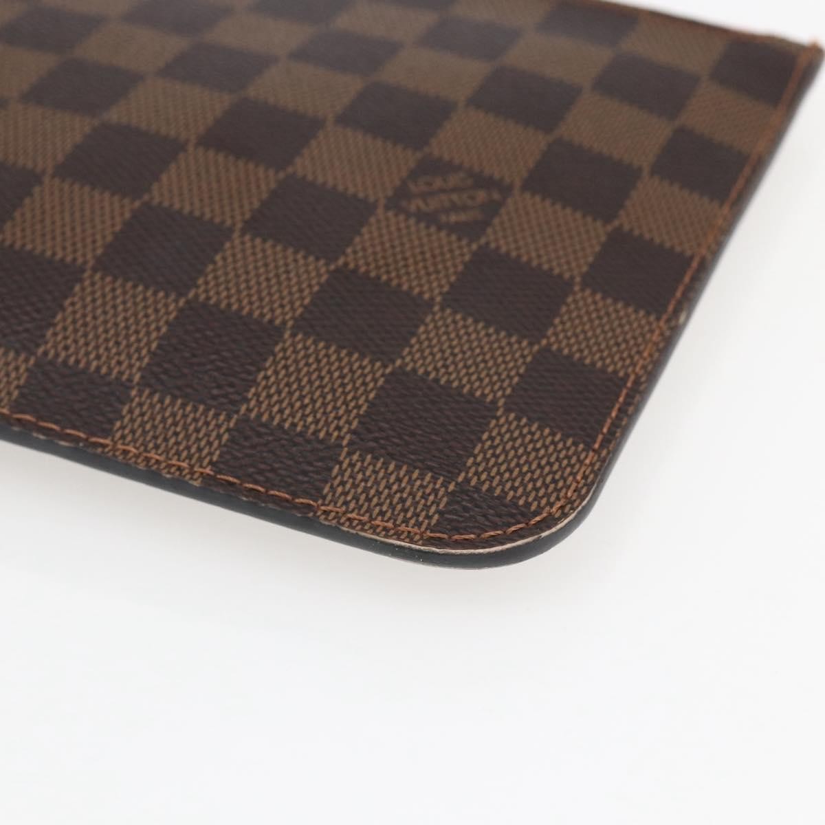 Louis Vuitton Neverfull Pochette Damier Ebene, Brown, Canvas, Clutch