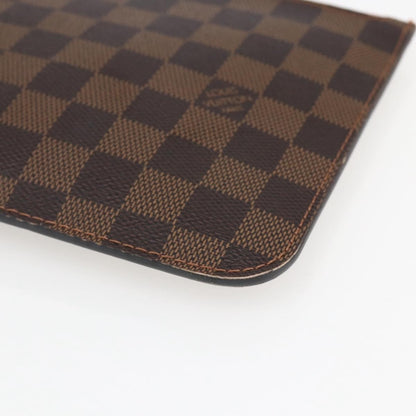 Louis Vuitton Neverfull Pochette Damier Ebene, Brown, Canvas, Clutch