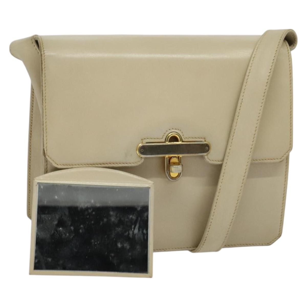 Gucci Vintage Flap Leather, Beige, Leather, Shoulder Bag