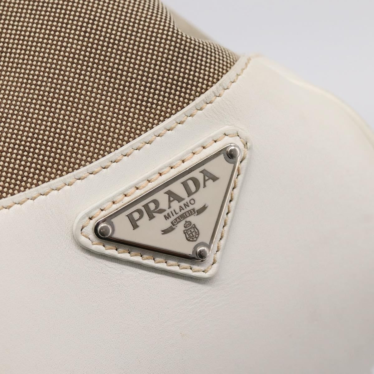Prada Canapa Hobo Canvas with Leather, Beige, Canvas, Shoulder Bag