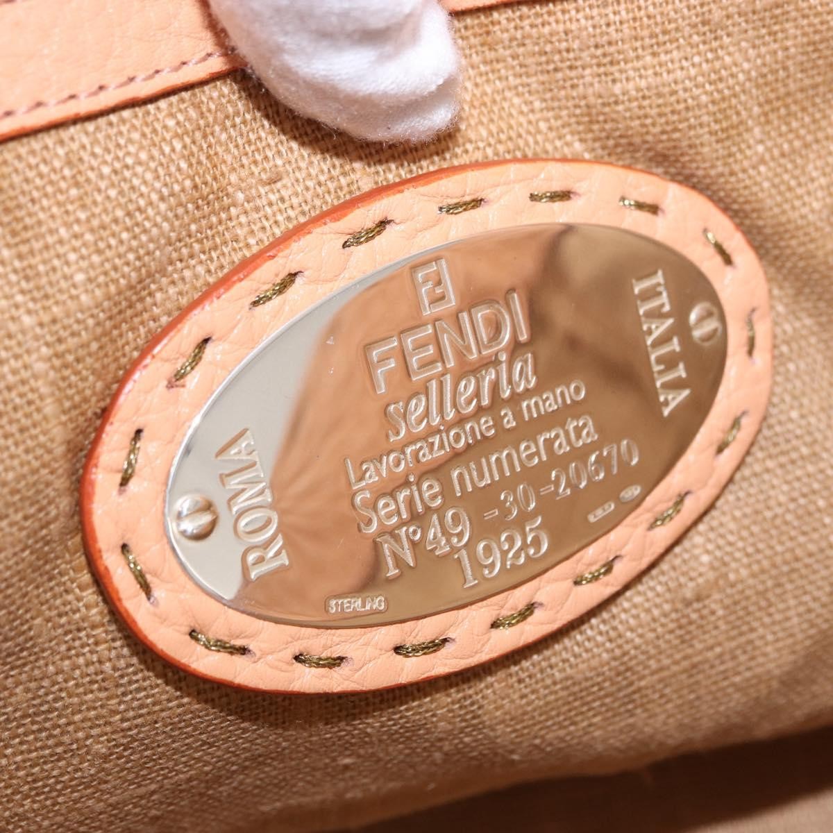 Fendi Selleria Carla Leather, Orange, Leather, Tote Bag