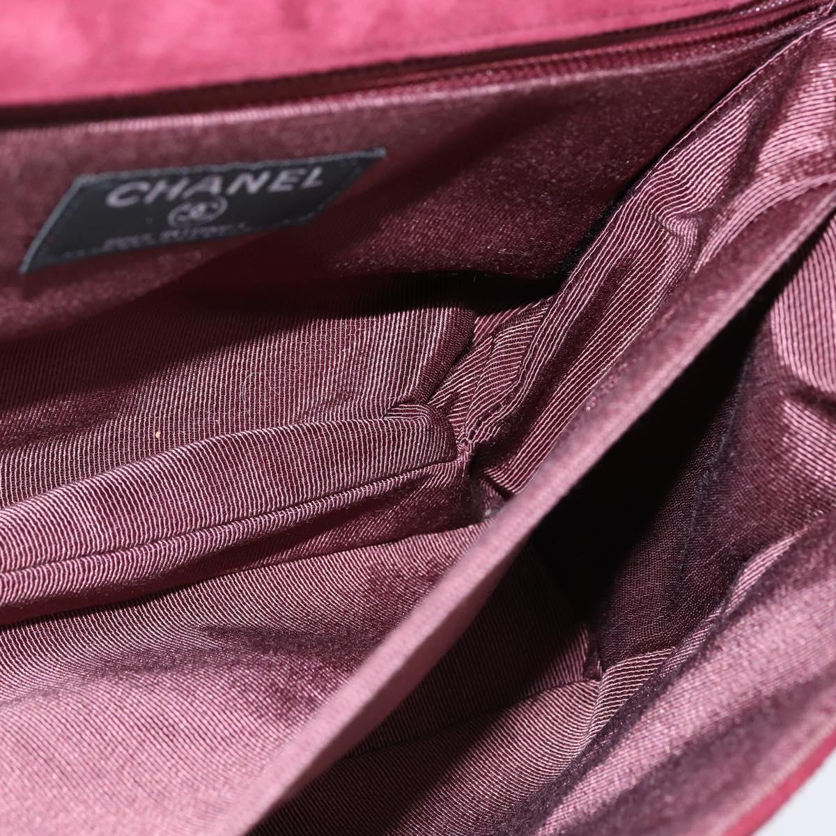 Chanel Chocolate Bar Flap Bag Quilted Satin, RED, SUEDE, Shoulder bag