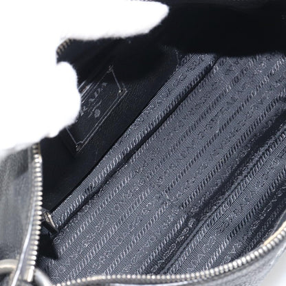 Prada Vitellino Mordo Hobo Leather, Black, Leather, Shoulder Bag