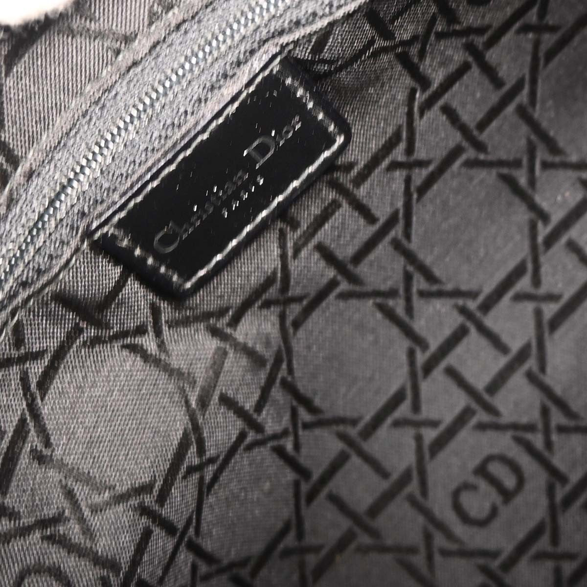 Christian Dior Vintage Lady Dior Houndstooth Canvas, Black, Canvas, Handbag