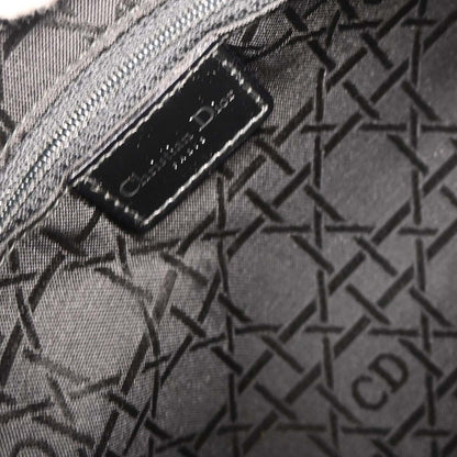 Christian Dior Vintage Lady Dior Houndstooth Canvas, Black, Canvas, Handbag