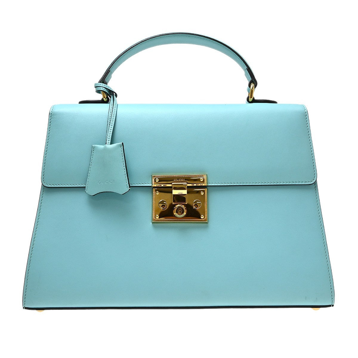 Gucci Padlock Top Handle Leather, Blue, Leather, Handbag