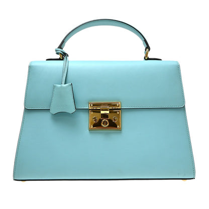 Gucci Padlock Top Handle Leather, Blue, Leather, Handbag