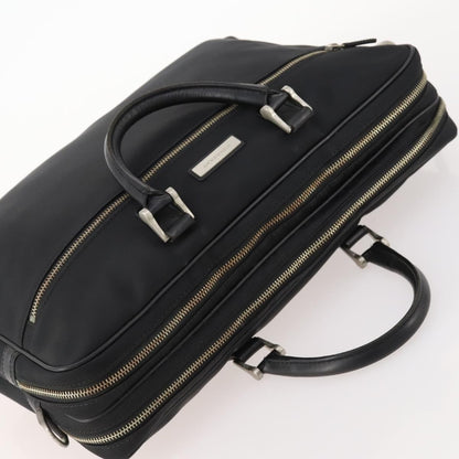 Burberry Front Zip Pocket Convertible Leather, Black, Nylon, Briefcase