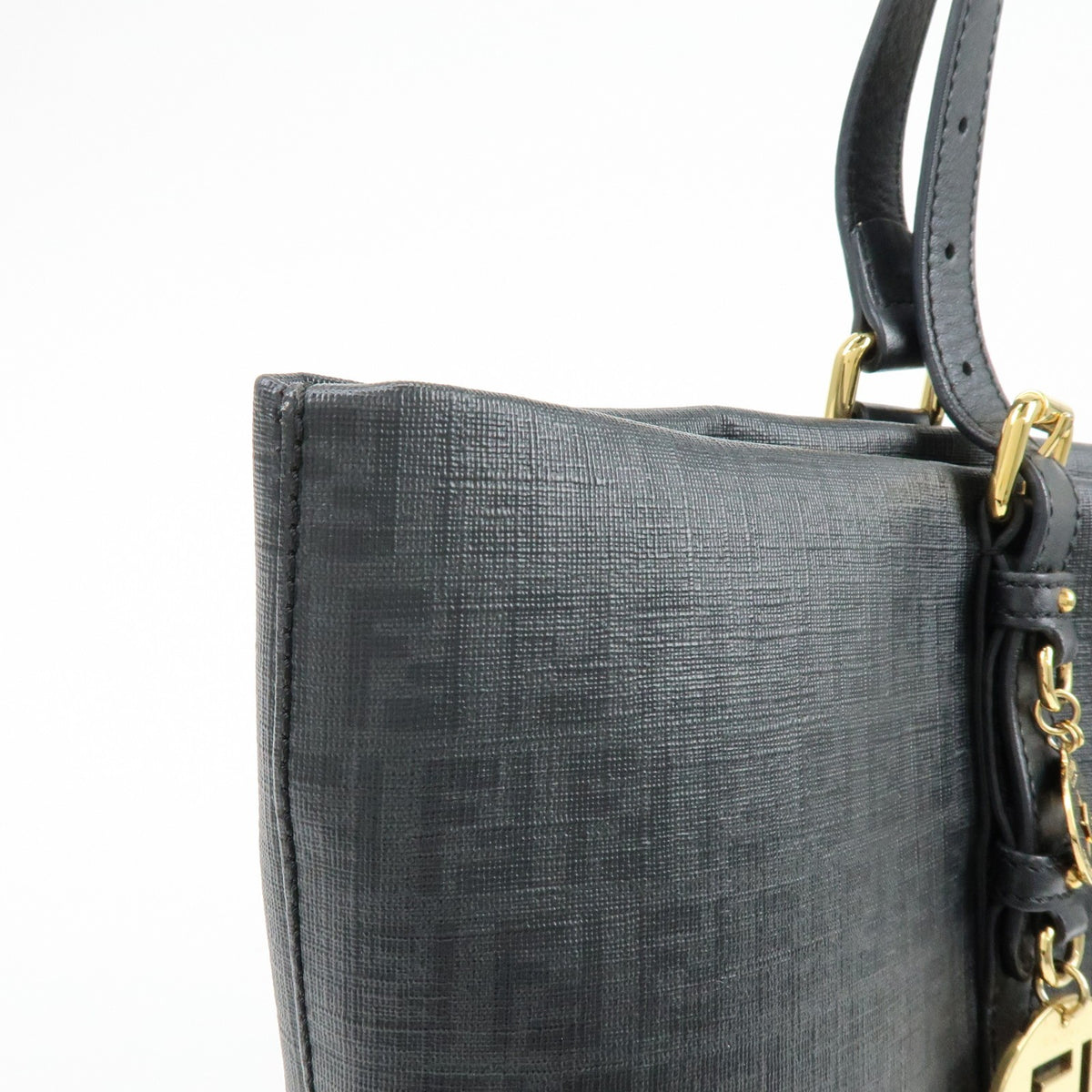 Fendi Superstar Zucchino Coated Canvas, Black, Canvas, Tote Bag