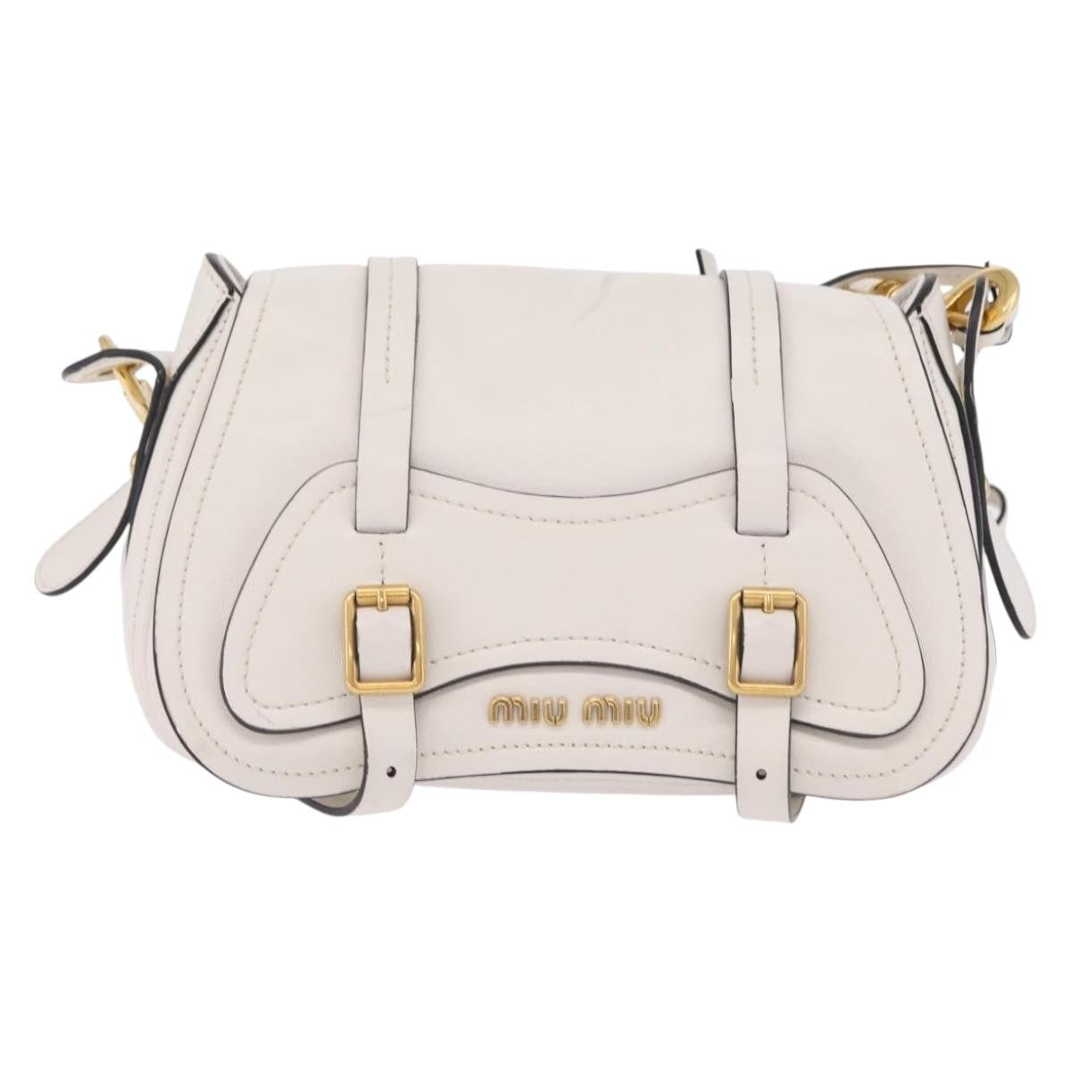 Miu Miu Grace Lux Leather, White, Leather, Shoulder Bag