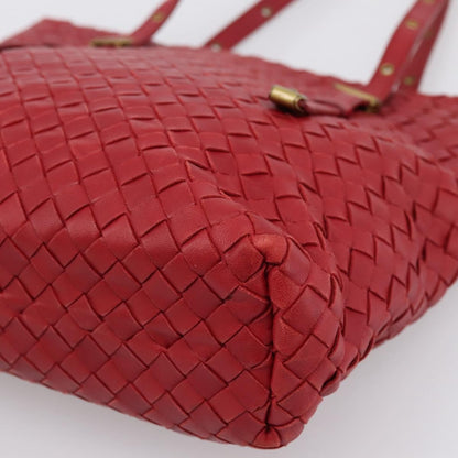Bottega Veneta Belted Tote Intrecciato Nappa, Red, Leather, Tote Bag