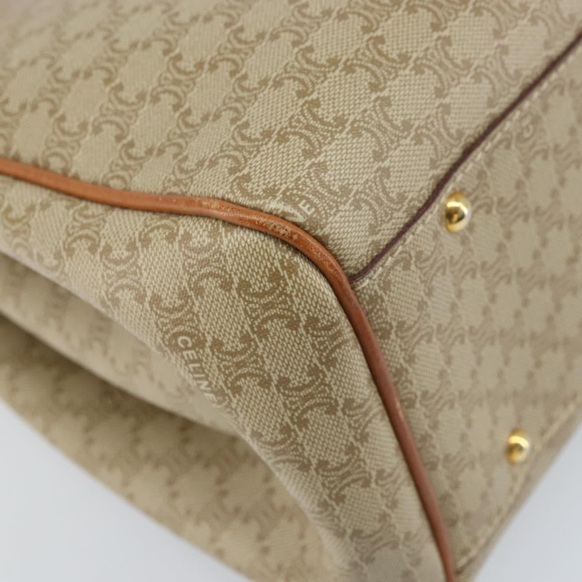Celine Vintage Macadam Shopper Coated Canvas, Beige, Canvas, Tote Bag