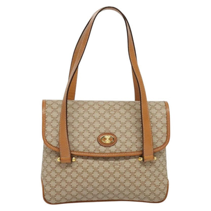 Celine Vintage Macadam Canvas and Leather, Beige, Canvas, Handbag
