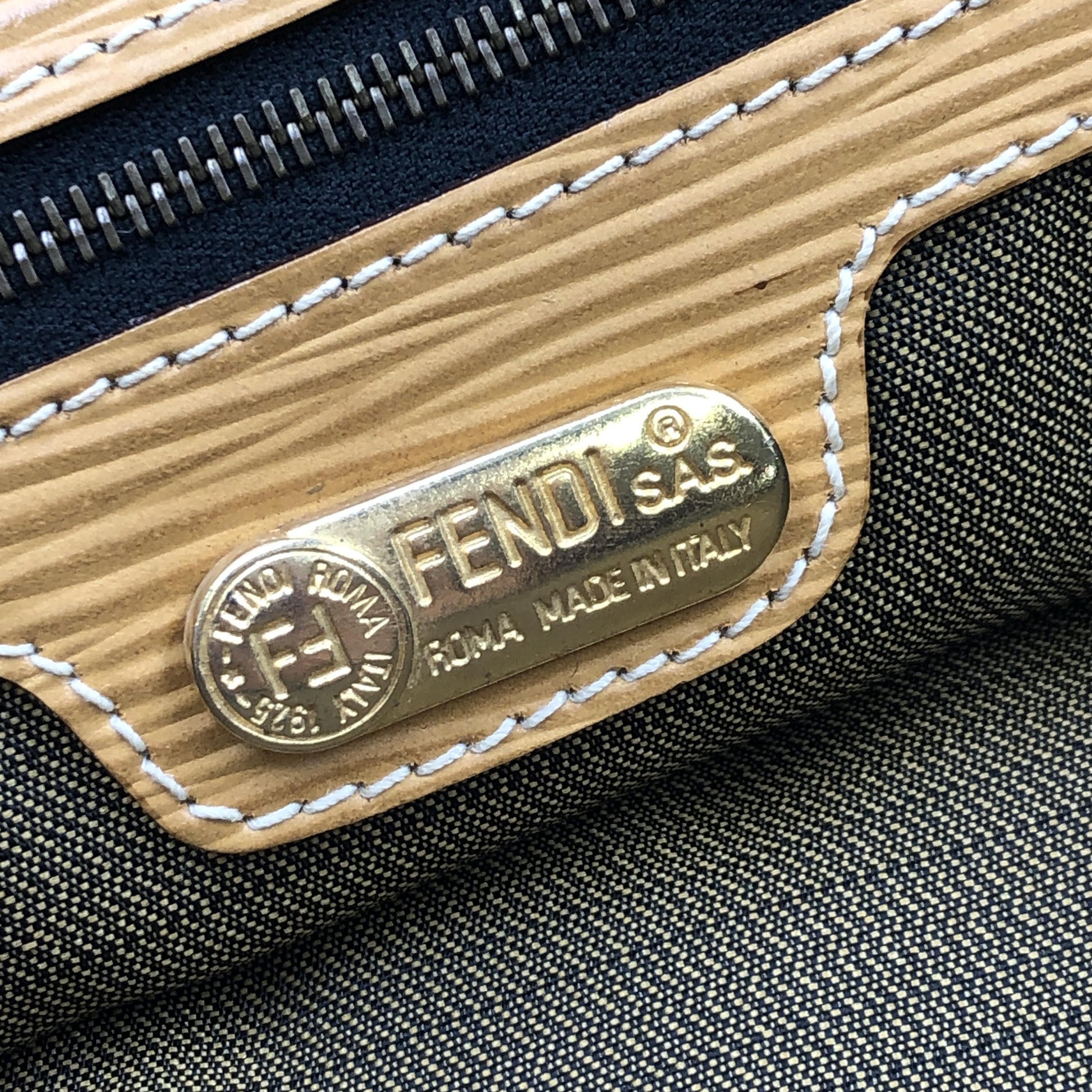 Fendi Zucca Tote Canvas, Brown, Canvas, Handbag