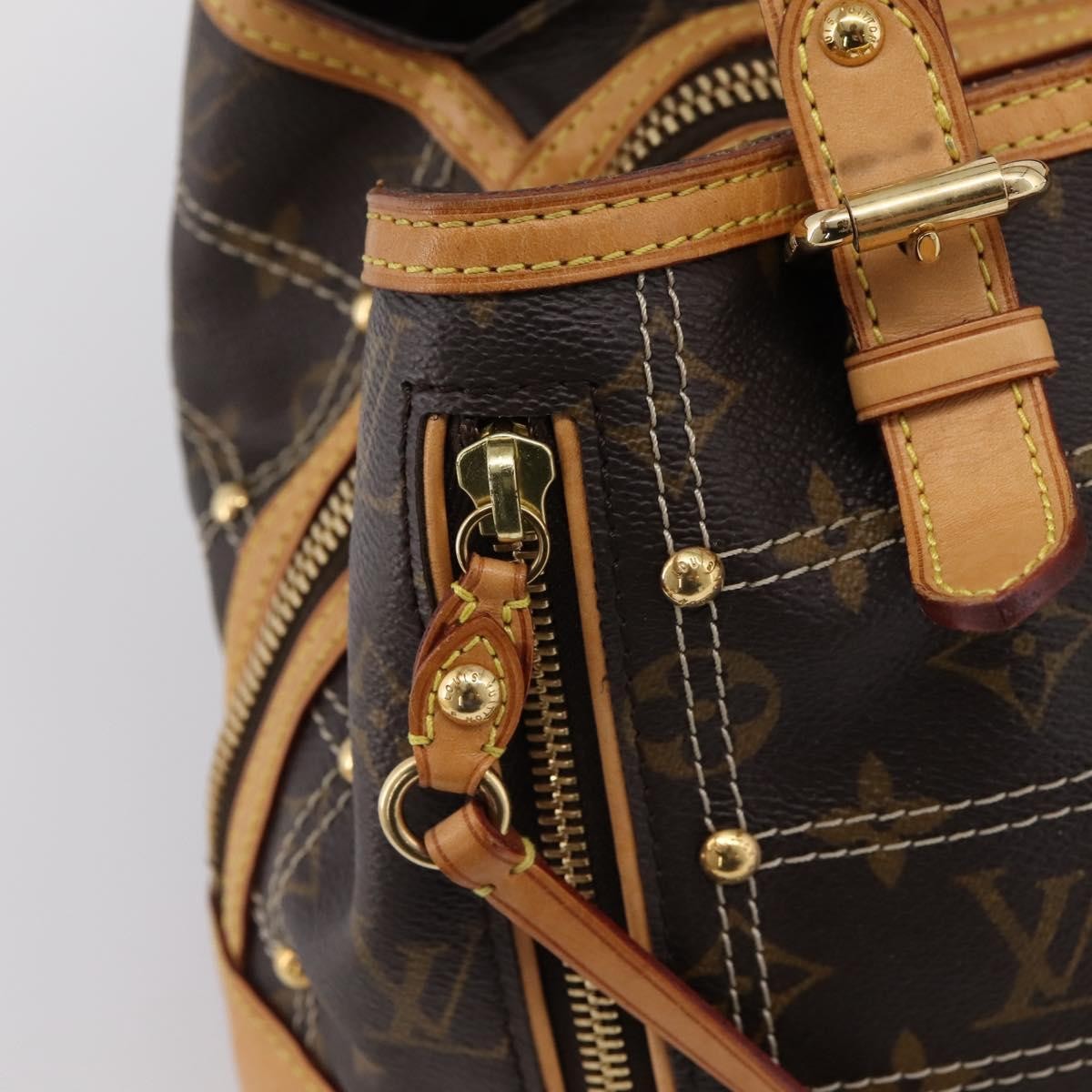 Louis Vuitton Riveting Monogram Canvas, Brown, Canvas, Shoulder Bag