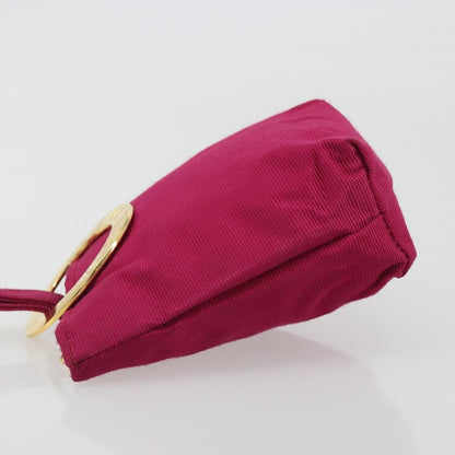 Celine Circle Logo Pouch Nylon, Pink, Nylon, Clutch