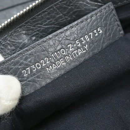 Balenciaga Clip P Leather, Gray, Leather, Clutch