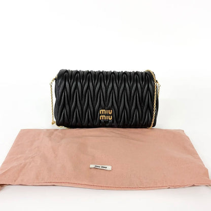 Miu Miu Nappa Matelassè Leather, Black, Leather, Handbag