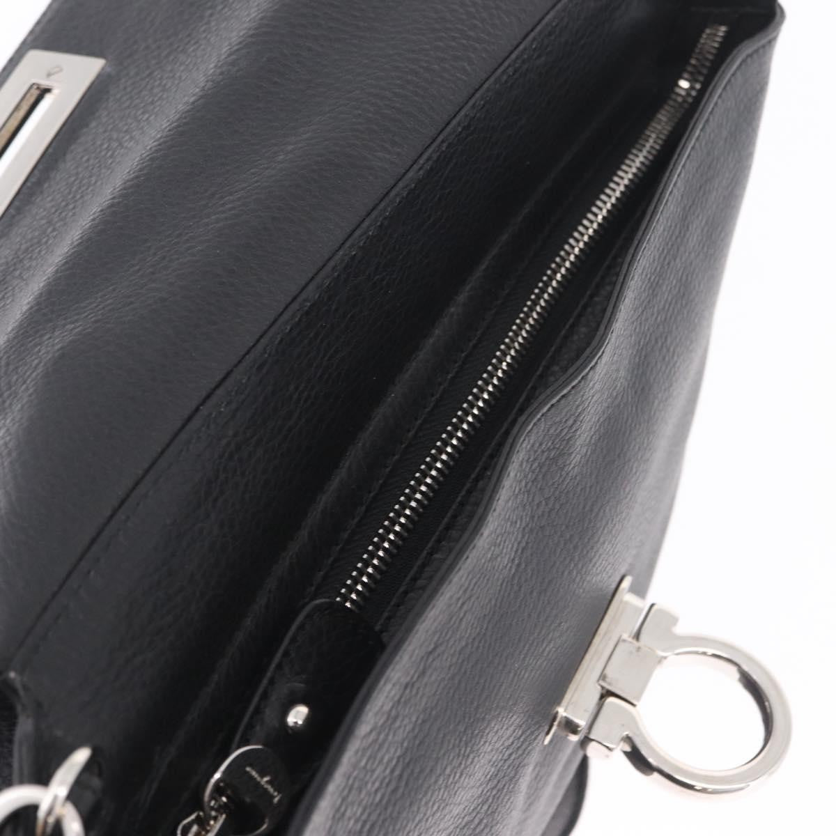 Salvatore Ferragamo Sofia Satchel Grainy Leather, Black, Leather, Handbag