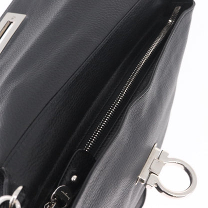 Salvatore Ferragamo Sofia Satchel Grainy Leather, Black, Leather, Handbag