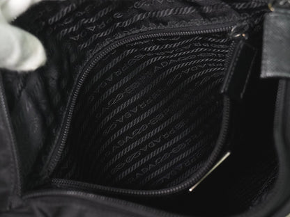 Prada Front Pocket Messenger Quilted Tessuto, Black, Nylon, Shoulder Bag