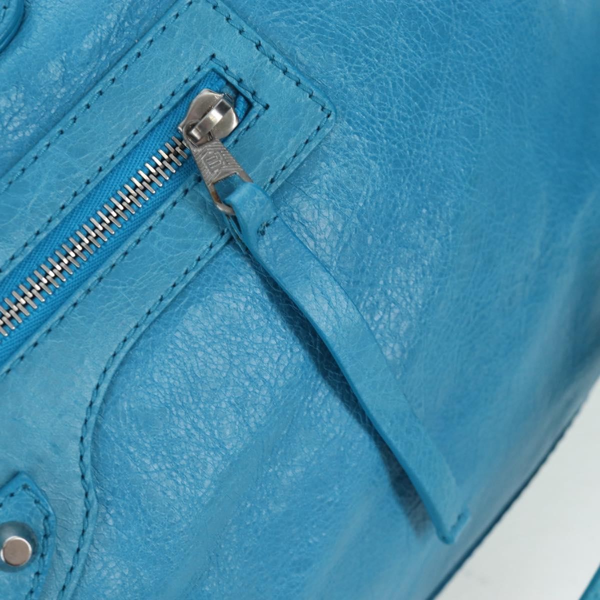 Balenciaga Squash Duffle Leather, Blue, Leather, Handbag
