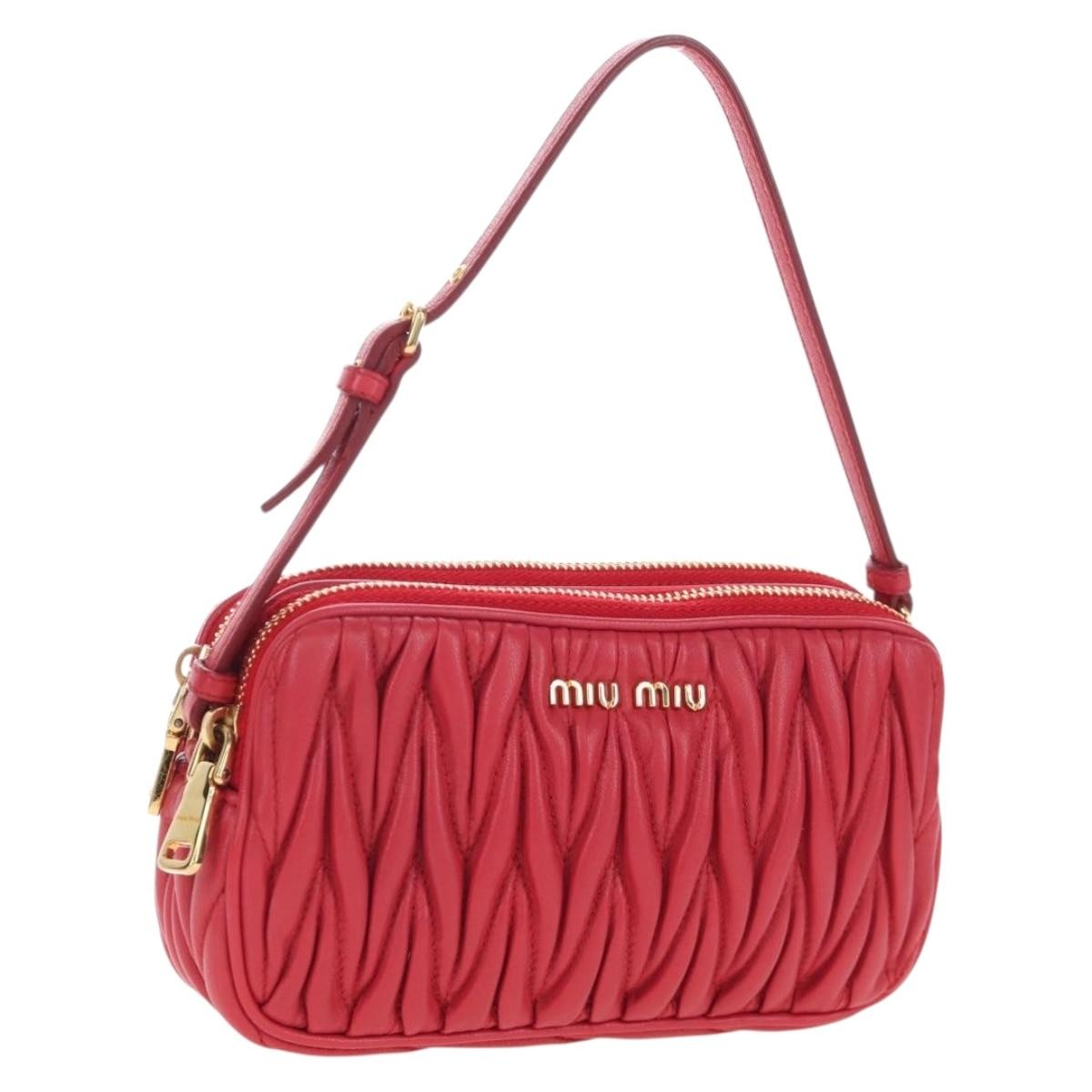 Miu Miu Tech Matelasse Leather, Red, Leather, Crossbody Bag