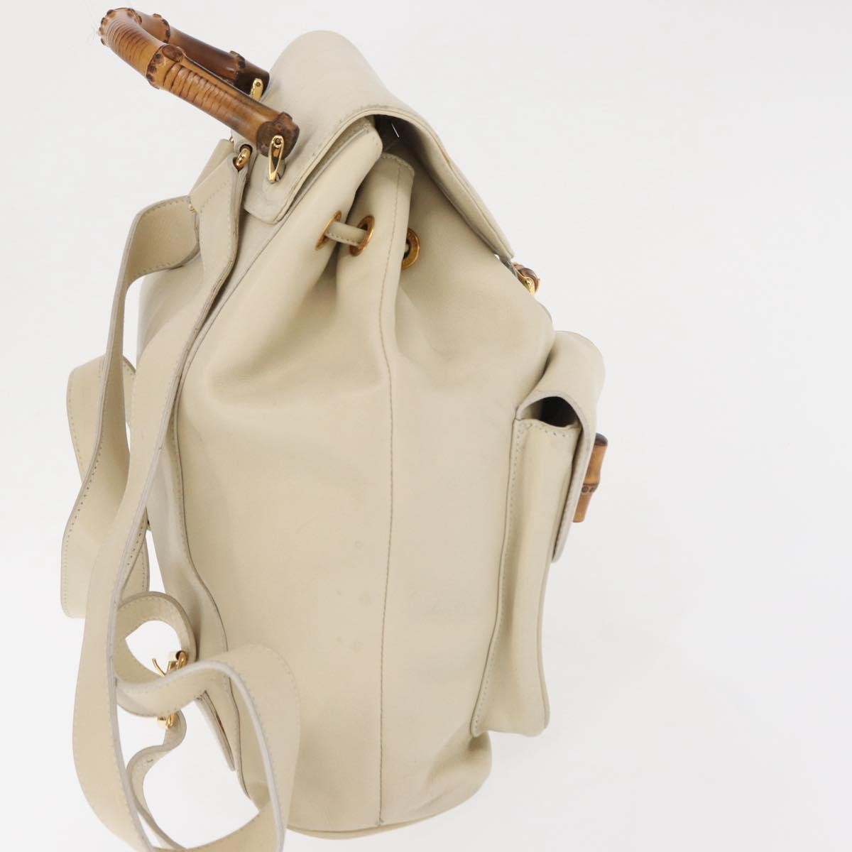 Gucci Vintage Bamboo Leather, Gold, Leather, Backpack