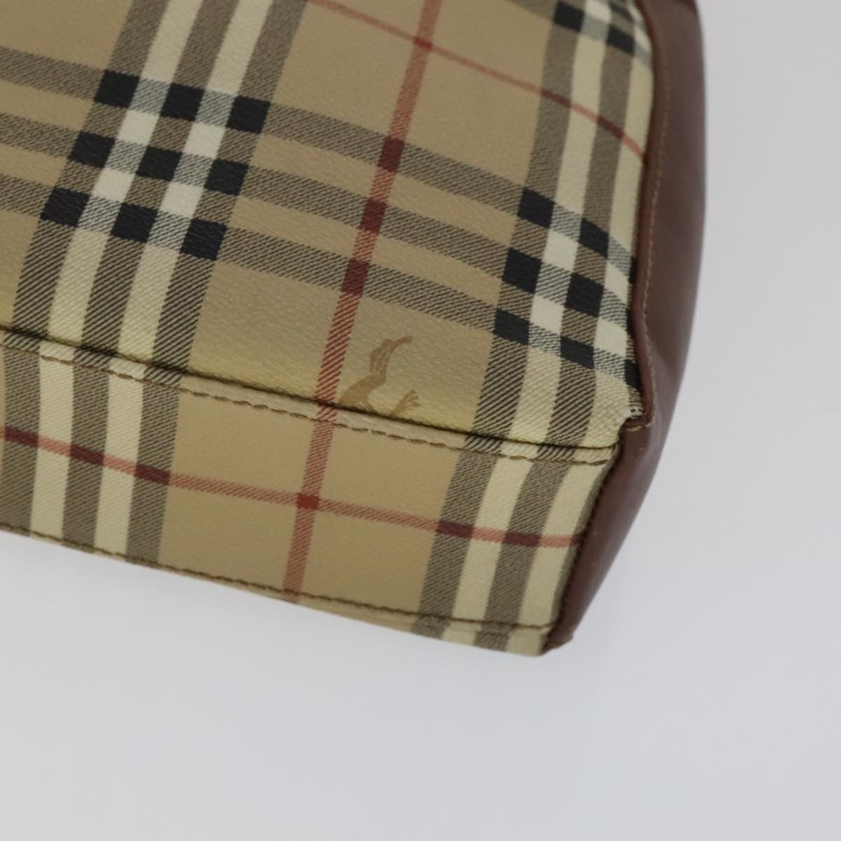 Burberry Shoulder Haymarket Coated Canvas, Beige, PVC, Shoulder bag