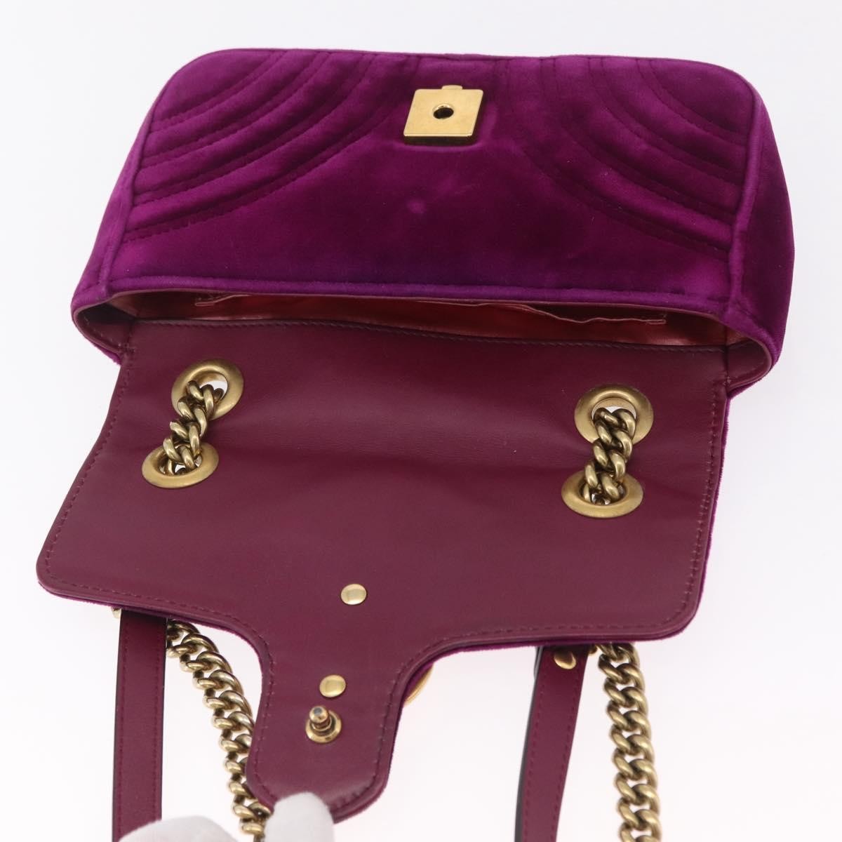 Gucci GG Marmont Matelassé Velvet, Purple, Velvet, Shoulder Bag