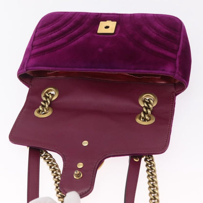 Gucci GG Marmont Matelassé Velvet, Purple, Velvet, Shoulder Bag