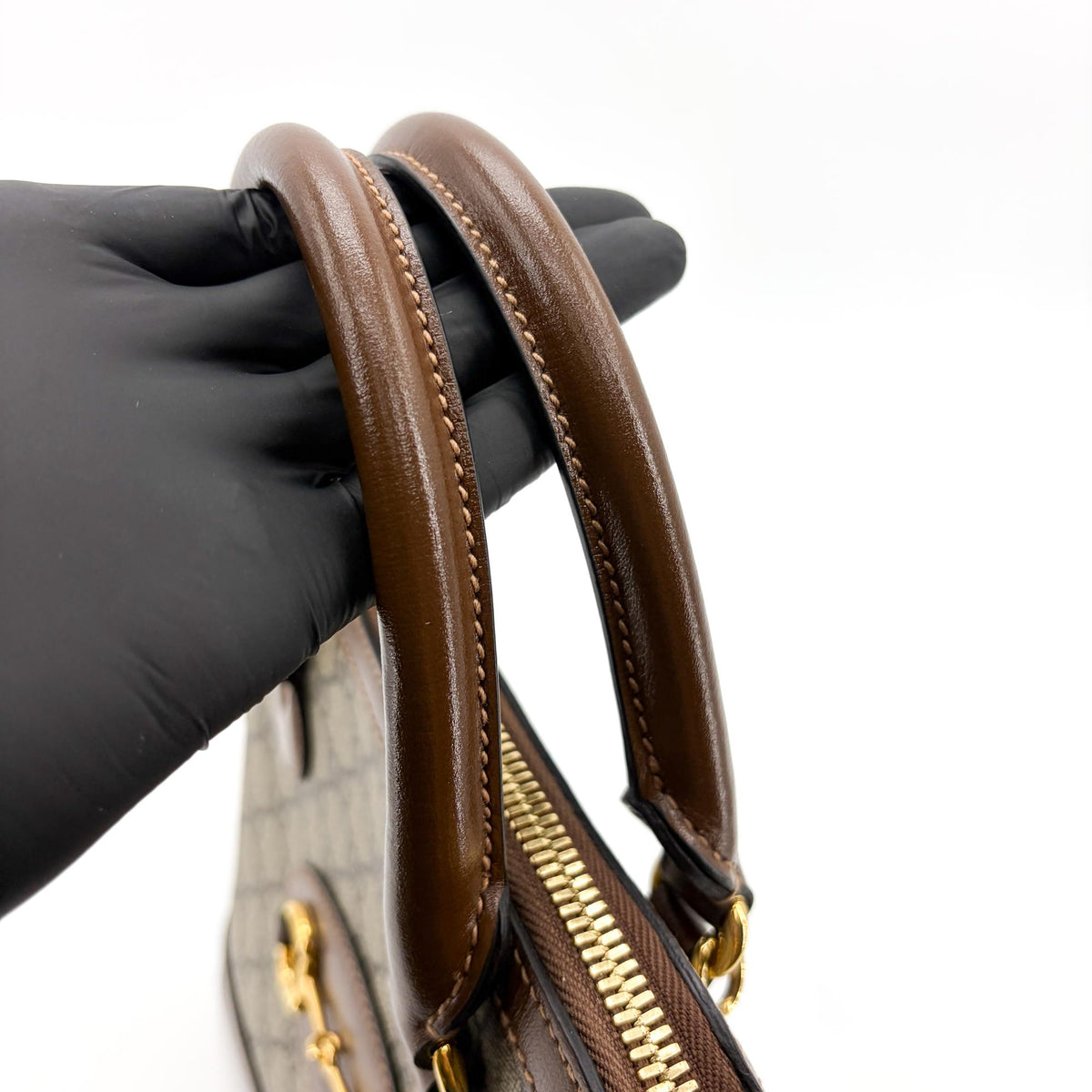 Gucci Horsebit 1955 GG Canvas with Leather, Brown, Canvas, Tote Bag
