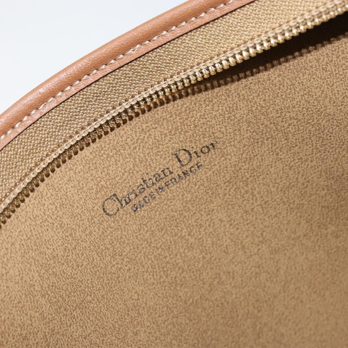 Christian Dior Vintage Honeycomb Zip Canvas and Leather, Beige, Canvas, Clutch