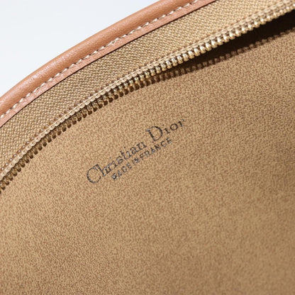 Christian Dior Vintage Honeycomb Zip Canvas and Leather, Beige, Canvas, Clutch
