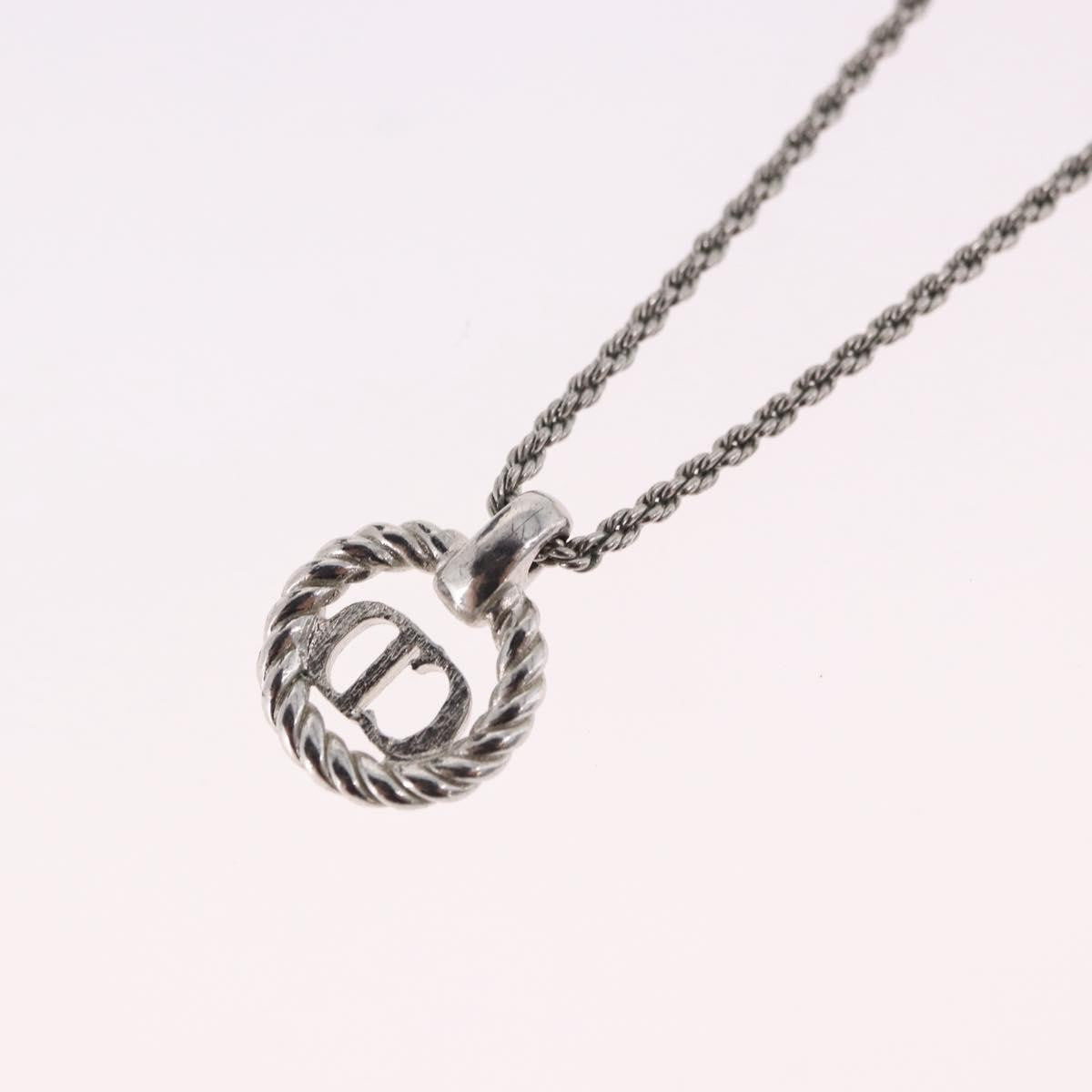 Christian Dior VIntage Circle Pendant Metal, Silver, Metal, Necklace