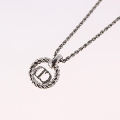 Christian Dior VIntage Circle Pendant Metal, Silver, Metal, Necklace