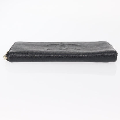 Chanel CC Zip Around Wallet Stitched Lambskin, BLACK, LEATHER, Wallets