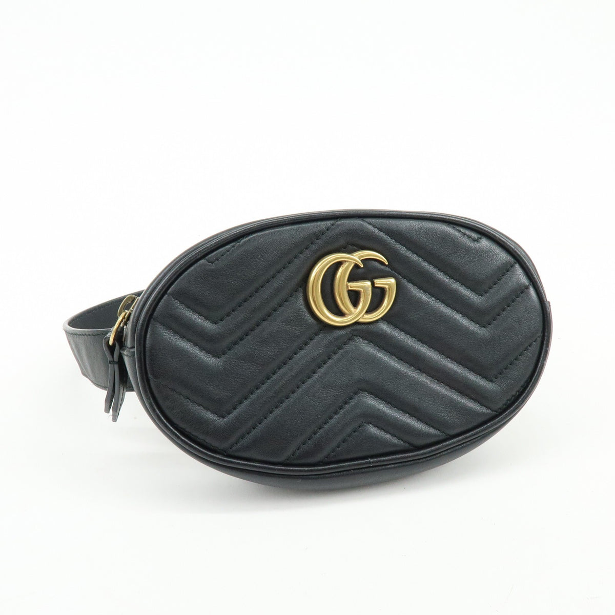 Gucci GG Marmont Belt Matelasse Leather, Black, Leather, Handbag