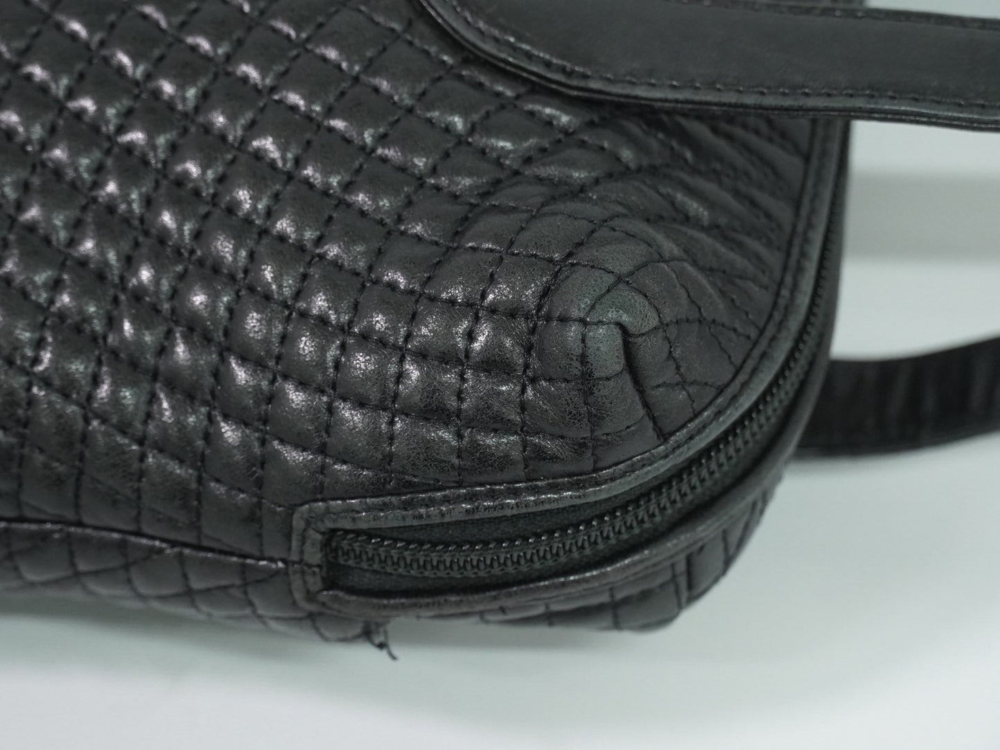 Bally Vintage Quilted Leather, Black, Leather, Handbag