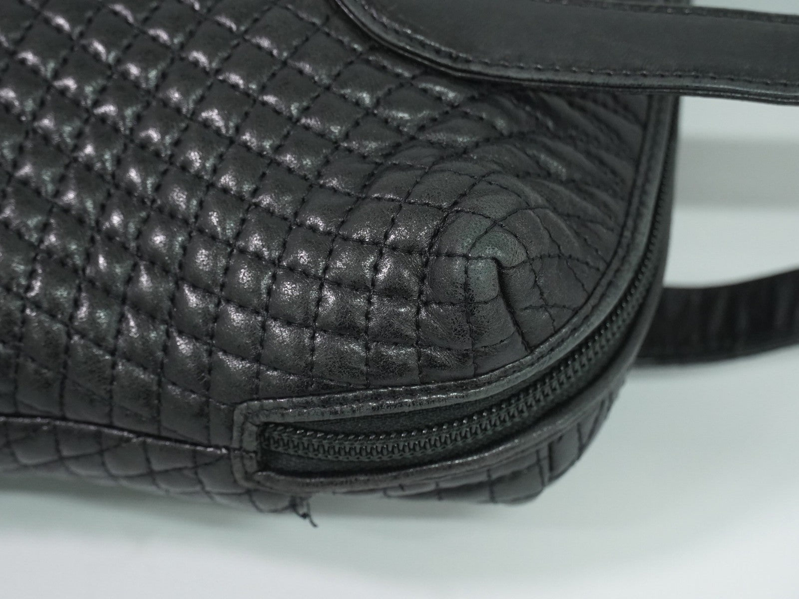 Bally Vintage Quilted Leather, Black, Leather, Handbag