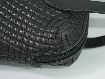 Bally Vintage Quilted Leather, Black, Leather, Handbag