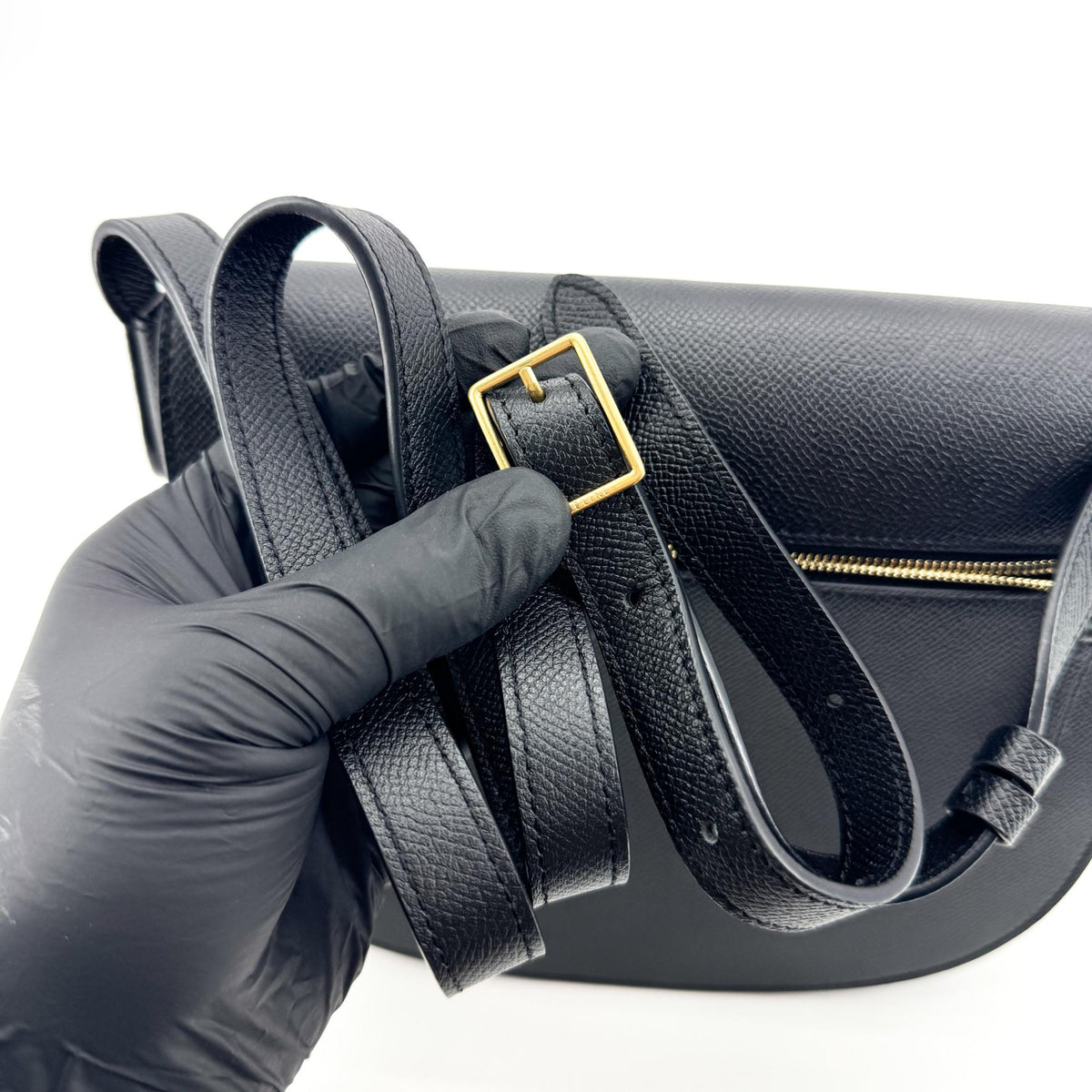 Celine Trotteur Calfskin, Navy, Leather, Crossbody Bag