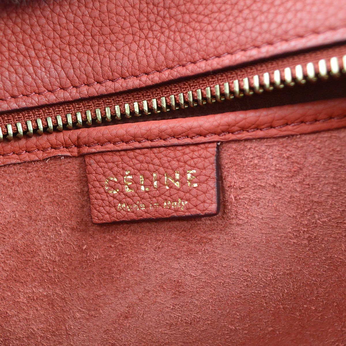 Celine Luggage Grainy Leather, Red, Leather, Handbag