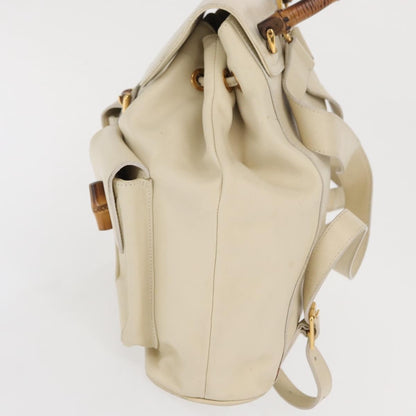 Gucci Vintage Bamboo Leather, Gold, Leather, Backpack